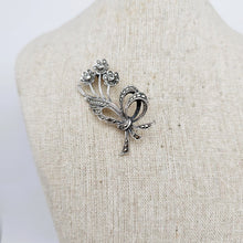 Afbeelding in Gallery-weergave laden, ELLDEE, Broche bouquet Art déco en argent 835 sertie de marcassites, années 1940