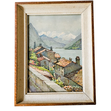 Charger l'image dans la galerie, Markovitch Nicolas (Marc), duo de lithographies d'aquarelles de Morcote et Gandria au Lac de Lugano, éditées par Stehli Frères Zurich, années 1930-1940
