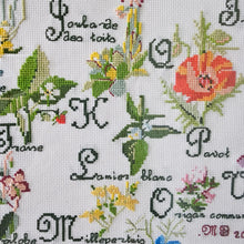 Afbeelding in Gallery-weergave laden, Abécédaire vintage (lettres ABCD) brodé sur le thème des fleurs et encadré, XXè