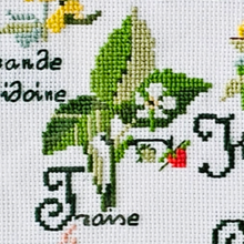 Afbeelding in Gallery-weergave laden, Abécédaire vintage (lettres ABCD) brodé sur le thème des fleurs et encadré, XXè