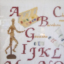 Afbeelding in Gallery-weergave laden, Abécédaire vintage (lettres ABCD) brodé sur l'univers du peintre et encadré, XXè