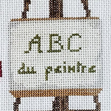 Afbeelding in Gallery-weergave laden, Abécédaire vintage (lettres ABCD) brodé sur l'univers du peintre et encadré, XXè