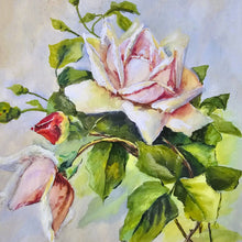 Load image into Gallery viewer, HUART A.M., aquarelle originale signée à décor de roses, 1è moitié du XXè