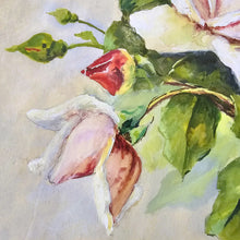 Load image into Gallery viewer, HUART A.M., aquarelle originale signée à décor de roses, 1è moitié du XXè