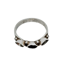 Charger l'image dans la galerie, Bague artisanale indienne vintage en argent sertie de pierres taillées, années 1980-2000 Le Charme des Violettes - Brocante en ligne