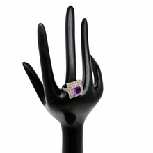 Afbeelding in Gallery-weergave laden, Oude Art Deco ring in 835 zilver bezet met een amethist en 48 markasieten