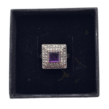 Afbeelding in Gallery-weergave laden, Oude Art Deco ring in 835 zilver bezet met een amethist en 48 markasieten