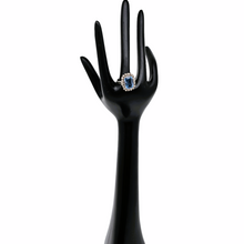 Load image into Gallery viewer, Old Art Deco ring in 835 silver set with an emerald-cut light blue spinel surrounded by 18 marcasites