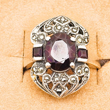 Charger l'image dans la galerie, Bague Art déco en argent 925, grenats et marcassites, années 1920-1930 Le Charme des Violettes - Brocante en ligne