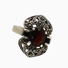 Charger l'image dans la galerie, Bague Art déco en argent 925, grenats et marcassites, années 1920-1930 Le Charme des Violettes - Brocante en ligne