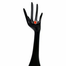 Afbeelding in Gallery-weergave laden, Art Deco ring van 835 zilver bezet met ovale roodkoraal cabochon, jaren 30-40