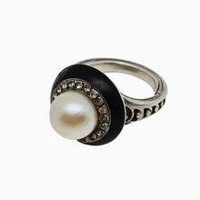 Afbeelding in Gallery-weergave laden, Zilveren Art Deco ring bezet met een fijne parel, jaren 30