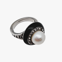 Afbeelding in Gallery-weergave laden, Zilveren Art Deco ring bezet met een fijne parel, jaren 30