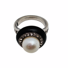 Afbeelding in Gallery-weergave laden, Zilveren Art Deco ring bezet met een fijne parel, jaren 30