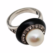 Afbeelding in Gallery-weergave laden, Zilveren Art Deco ring bezet met een fijne parel, jaren 30