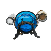 Charger l'image dans la galerie, Baguier Napoléon III revisité – miroir biseauté, verre turquoise émaillé, flacon en cristal, vers 1880-1900 Le Charme des Violettes - Brocante en ligne
