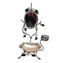 Load image into Gallery viewer, Baguier porte-montre Napoléon III en laiton doré, miroir biseauté et nacre, XIXe siècle Le Charme des Violettes - Brocante en ligne