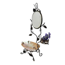 Load image into Gallery viewer, Baguier porte-montre Napoléon III en laiton doré, miroir biseauté et nacre, XIXe siècle Le Charme des Violettes - Brocante en ligne