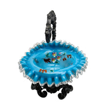 Load image into Gallery viewer, Baguier porte-montre Napoléon III en opaline turquoise émaillée et régule, vers 1870-1890 Le Charme des Violettes - Brocante en ligne