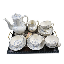 Load image into Gallery viewer, Boch La Louvière Belgique, service à café pour 6 personnes au décor Copenhague, entre 1920 et 1950