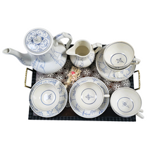 Load image into Gallery viewer, Boch La Louvière Belgique, service à café pour 6 personnes au décor Copenhague, entre 1920 et 1950