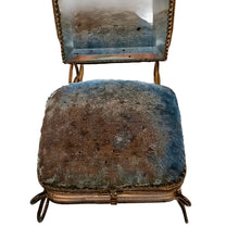 Load image into Gallery viewer, Boîte à bijoux porte-montre en forme de chaise – miroir biseauté et velours bleu, fin XIXe Le Charme des Violettes - Brocante en ligne