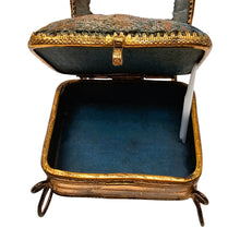 Load image into Gallery viewer, Boîte à bijoux porte-montre en forme de chaise – miroir biseauté et velours bleu, fin XIXe Le Charme des Violettes - Brocante en ligne
