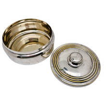 Load image into Gallery viewer, Vintage round candy box in silver metal