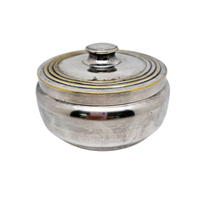 Load image into Gallery viewer, Vintage round candy box in silver metal