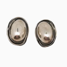 Charger l'image dans la galerie, Boucles d'oreilles clips vintage ovales en argent 925 poinçon polonais