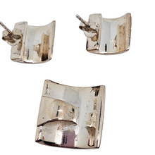 Afbeelding in Gallery-weergave laden, Boucles d'oreilles et pendentif vintage en argent 925, design scandinave, années 1970