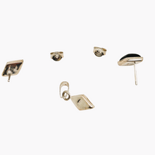 Afbeelding in Gallery-weergave laden, Boucles d'oreilles et pendentif vintage en argent 925 et onyx noir, design scandinave, années 1970