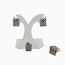 Load image into Gallery viewer, Boucles d'oreilles et pendentif vintage en argent 925, design scandinave, années 1970