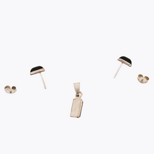 Afbeelding in Gallery-weergave laden, Boucles d'oreilles et pendentif vintage en argent 925 et onyx noir, design scandinave, années 1970
