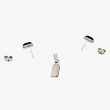 Afbeelding in Gallery-weergave laden, Boucles d'oreilles et pendentif vintage en argent 925 et onyx noir, design scandinave, années 1970