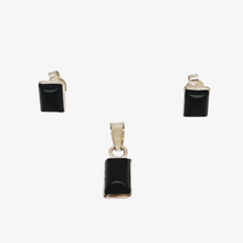 Afbeelding in Gallery-weergave laden, Boucles d'oreilles et pendentif vintage en argent 925 et onyx noir, design scandinave, années 1970