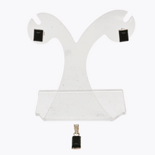 Afbeelding in Gallery-weergave laden, Boucles d'oreilles et pendentif vintage en argent 925 et onyx noir, design scandinave, années 1970