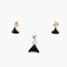 Afbeelding in Gallery-weergave laden, Boucles d'oreilles et pendentif vintage en argent 925 et onyx noir, design scandinave, années 1970