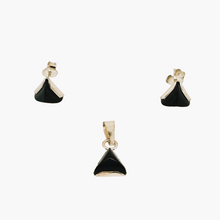 Afbeelding in Gallery-weergave laden, Boucles d'oreilles et pendentif vintage en argent 925 et onyx noir, design scandinave, années 1970