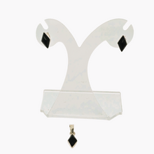 Afbeelding in Gallery-weergave laden, Boucles d'oreilles et pendentif vintage en argent 925 et onyx noir, design scandinave, années 1970