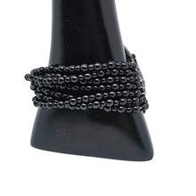 Afbeelding in Gallery-weergave laden, Bracelet manchette d'inspiration Art déco serti de strass noirs et blancs, années 1980