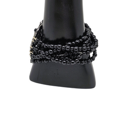 Afbeelding in Gallery-weergave laden, Bracelet manchette d'inspiration Art déco serti de strass noirs et blancs, années 1980