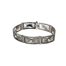Afbeelding in Gallery-weergave laden, Antiek zilveren en filigrane armband met Art Deco-inspiratie