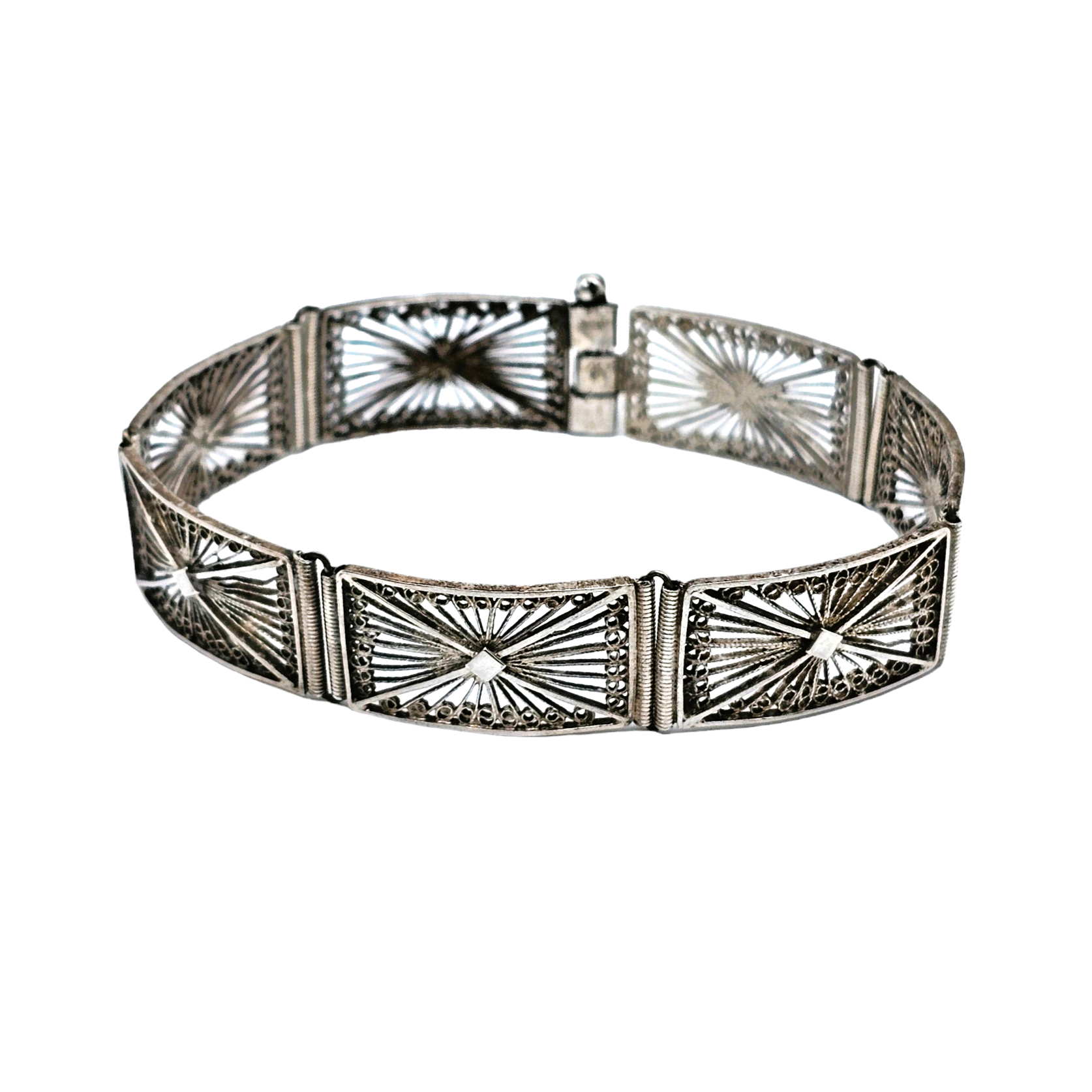 Bracelet En Argent Filigrané Vintage - Travail étrangé Vers 1940 - Occasion