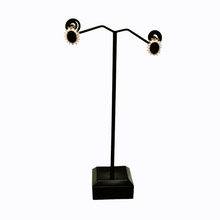 Afbeelding in Gallery-weergave laden, Vintage 925 zilveren oorbellen, armband en hanger bezet met ovale zwarte onyx cabochons