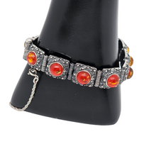 Afbeelding in Gallery-weergave laden, Vintage Scandinavische armband in 925 zilver en Baltisch oranje barnsteen