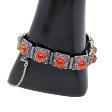 Afbeelding in Gallery-weergave laden, Vintage Scandinavische armband in 925 zilver en Baltisch oranje barnsteen