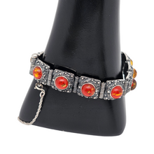 Afbeelding in Gallery-weergave laden, Vintage Scandinavische armband in 925 zilver en Baltisch oranje barnsteen