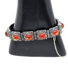 Afbeelding in Gallery-weergave laden, Vintage Scandinavische armband in 925 zilver en Baltisch oranje barnsteen