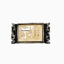 Charger l'image dans la galerie, Broche Art déco en celluloid et métal argenté, Lourdes, vers 1925